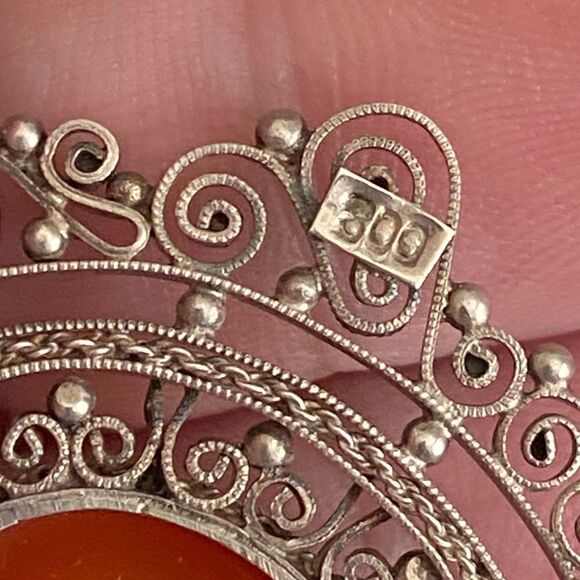 Antique Carnelian Agate Cannetille Necklace - Picture 4 of 5